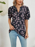 Bohemian Style V Neck Paisley Print Fitted Shirt for Women