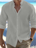 Leisure Breathable Stand Collar Long Sleeve Shirt for Men