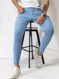 Men's Casual Fashionable Light Blue Stretchy Skinny Jeans