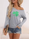 Saint Patrick's Day Round Neck Long Sleeve Shirt for Women