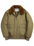 Male Retro Fur Collar Bomber Jacket Zippered Flight Coat