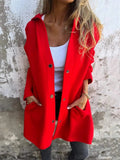 Female Leisure Button Up Hooded Spring Autumn Coat