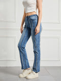 Stylish Raw Edge Stripe Stretchy High-Rise Skinny Jeans for Women