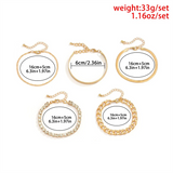 5pcs/Set Rhinestone Link Chain Bracelets for Couple