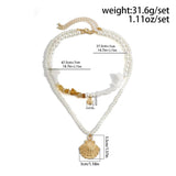 2Pcs/Set Golden Shell Pendant Pearl Stone Necklaces for Women