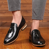 Men's Vintage Glossy Pointed Toe Tassel Dress Shoes