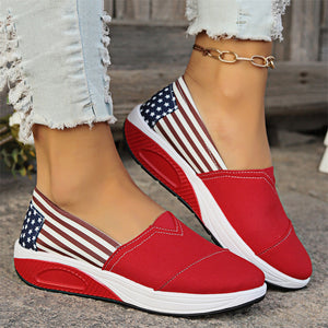 American Flag Print Cozy Canvas Loafers for Women