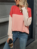 Candy Color Striped Texture Autumn Long Sleeve Shirt for Women