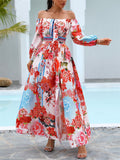 Women’s Gorgeous One Shoulder Side Slit Long Floral Dress