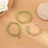 3pcs/Set Jesus Rhinestone Cross Palm Green Evil Eyes Bracelets