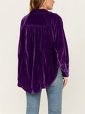 Women's Oversized Turn-Down Collar Velvet Blouses