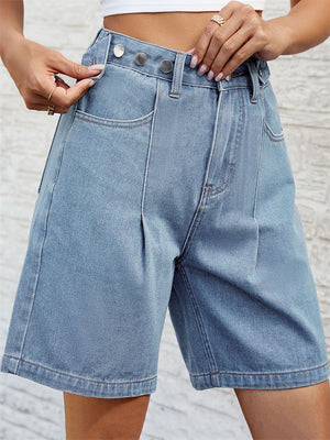 Adjustable Waist Loose Denim Hot Shorts for Women