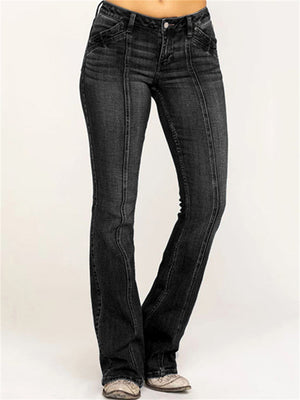 Washed Slim Fit Bootcut Jeans for Women