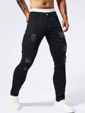 Men's Punk Rock Patchwork Sequined Black Jeans