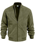 Men's Faux Suede Stand Up Collar Zipper Bomber Jacket