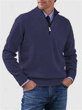 Men's Fall V Neck Half Zip Warm Knit Sweater