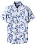 Feather & Paisley & Floral Print Holiday Short Sleeve Shirt for Men