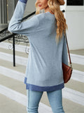 Contrast Color Lace Trim Long Sleeve T-shirt for Ladies