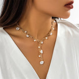 French Style Irregular Pearl Tassel Necklace for Women