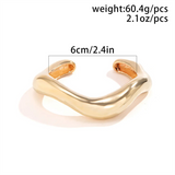 Couple Irregular Wave Shaped Cuff Bangles Bracelets