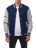 Men's Color Matching Button Up Letterman Jackets