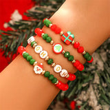 4Pcs/Set Christmas Tree Santa Claus Gift Box Bead Bracelets