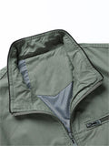 Men's Pure Cotton Stand Collar Anti-Theft Zipper Pocket Casual Jacket