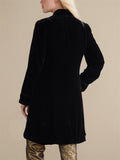 Long Sleeve Hidden Button Velvet Coats for Women