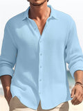 Casual Long Sleeve Lapel Button Up Shirts for Men