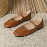 Ladies Square Toe Elegant Retro Mary Jane Flat Loafers