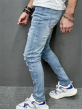 Men's Street Trendy Motorcycle Ripped Skinny Jeans