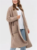 Ladies Oversized Mid-length Knit Sweater with Pockets