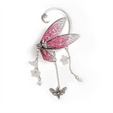 Fairy Wings Floral Pearl Pendant Clip Earring for Women