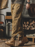 Men's Vintage Mocha Splicing Design Ankle Tied Trousers