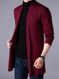 Solid Color Knitted Cardigan Sweater for Men