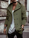 Men's Trendy Double-Breasted Hooded Casual Woolen Coat