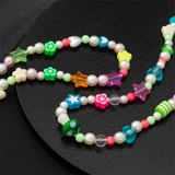 2Pcs/Set Colorful Star Flower Love Heart Mushroom Pearl Necklaces