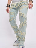 Stylish Ripped Raw Trim Stretchy Jeans for Men