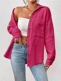 Women's Holiday Candy Color Lapel Button Up Blouses