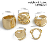 Women's 5PCS/Set Irregular Exaggerated Metal Rings