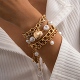 5pcs/Set Heart Imitation Pearl Bracelets for Women