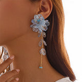 Transparent Acrylic Flower Petals Tassel Drop Earrings for Lady