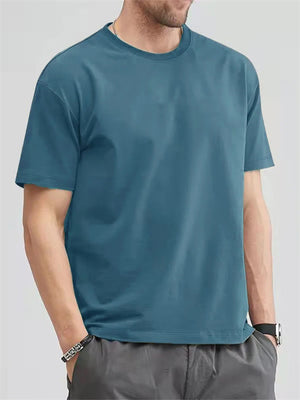 Men's Simple O-Neck Solid Color Basic Shirt