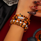 5Pcs/Set Halloween Evil Pumpkin Imitation Pearl Bead Bangles