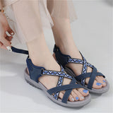 Ethnic Style Cross Strap Velcro Cozy Walking Sandals for Women