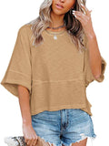 Cozy Round Neck Loose Half Sleeve T-shirts for Women