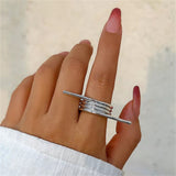 Simple Casual Metal Circle Opening Ring for Women