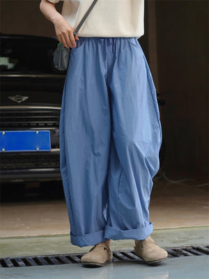 Ladies Spring Summer Drawstring Pants with Pockets