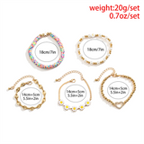 5pcs/Set Rhinestone Love Heart Daisy Bracelets