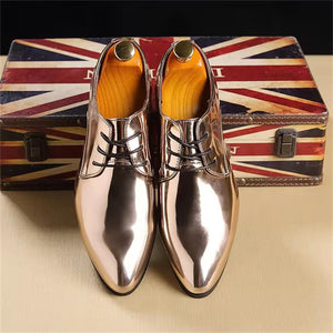 Men's Fashionable Pointed Toe Glossy Artificial Leather Dress Shoes